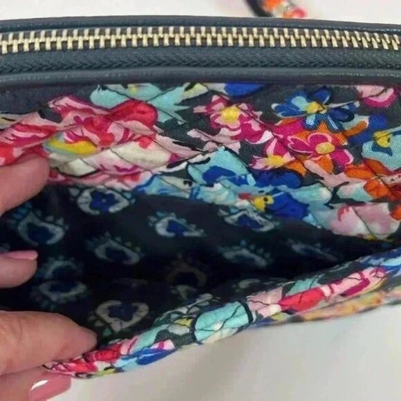 VERA BRADLEY CARSON MINI SHOULDER BAG PRETTY POSIES GREY REMOVABLE STRAP - Picture 5 of 8